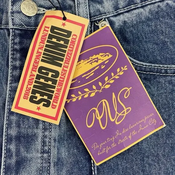 Corteiz Rules The World Alcatraz Jeans Mens L Blue Embroidered C Star Button Fly